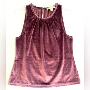 MICHAEL KORS Dusty Mauve Velvet Halter Top Med